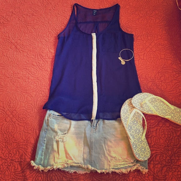 Sheer blue tank