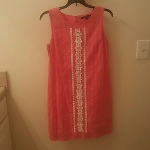 Classy Coral and Lace Dress