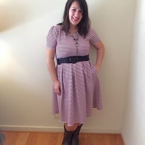 LuLaRoe Burgundy Striped Amelia
