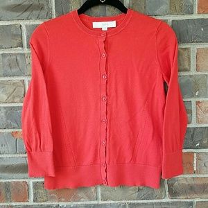 Ann Taylor Loft Pima Cotton Cardigan Orange XS