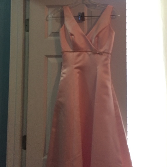 Floor length satin bridesmaid dress