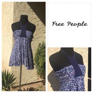 Free People Printed Top With String Halter Bust