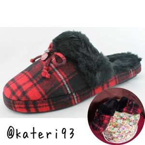 Michael Kors Carter Red Plaid House Slippers