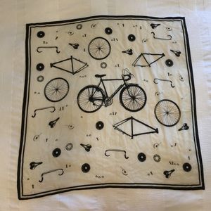 madewell black/cream square bicycle print scarf