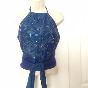 Holiday silk beaded and embroidery halter