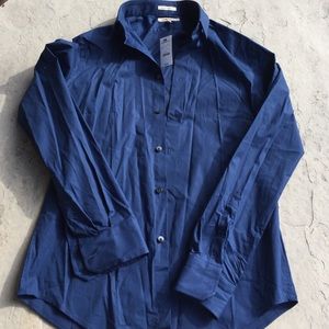 Express 1MX Extra Slim Fit Navy Button Up
