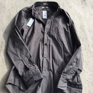 Express 1MX Extra Slim Fit Gray Green Button Up