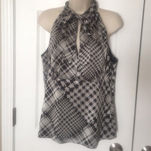 Silver and black holiday sleeveless blouse