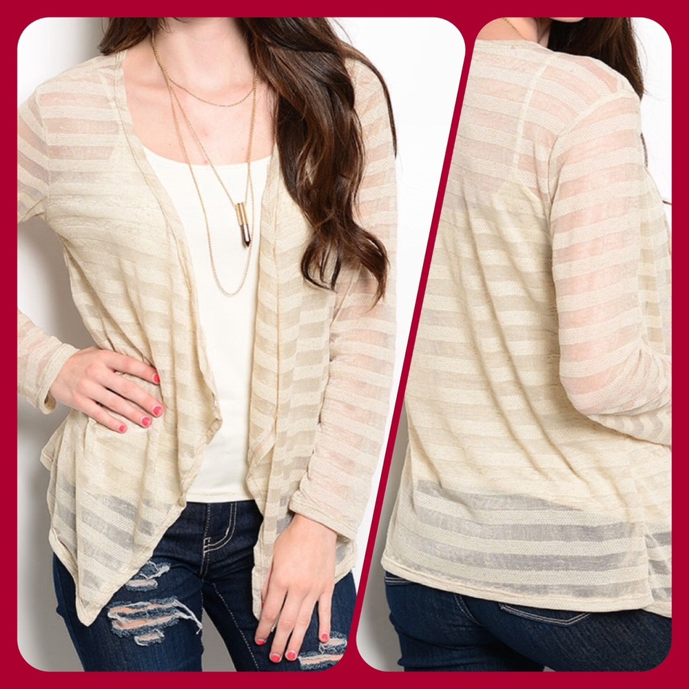 Beige Waterfall Cardigan(MADE USA)