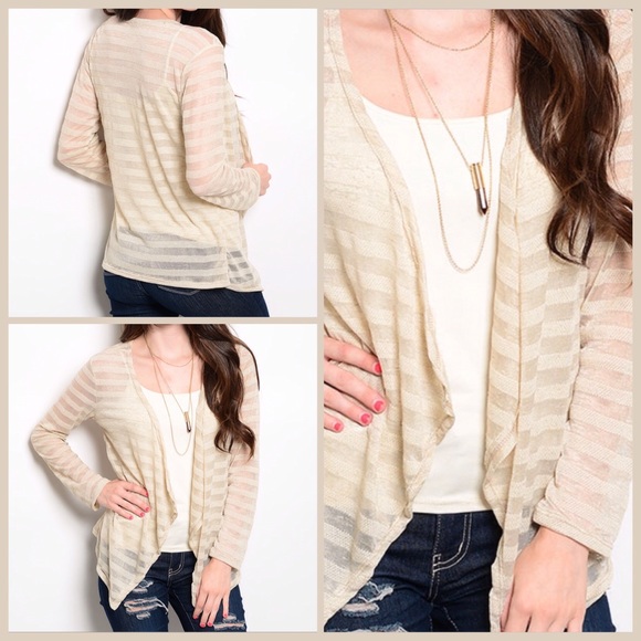 Beige Waterfall Cardigan(MADE USA) - Picture 5 of 5