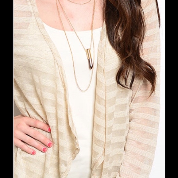 Beige Waterfall Cardigan(MADE USA) - Picture 2 of 5