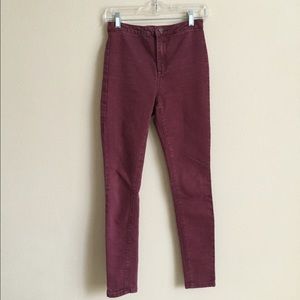 Burgundy denim jeans