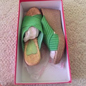 Lime green, open toe, wedge/sandals