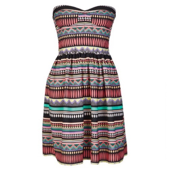 Bright Stripped Strapless Dress - Picture 1 of 4