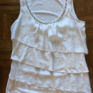 White stretch blend with ruffles