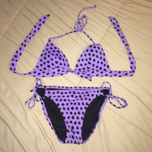 VS bathing suit, purple and black dotted