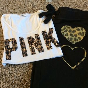 PINK sweatpants/tee combo