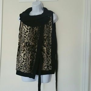 T .Tahari black with animal print sweater