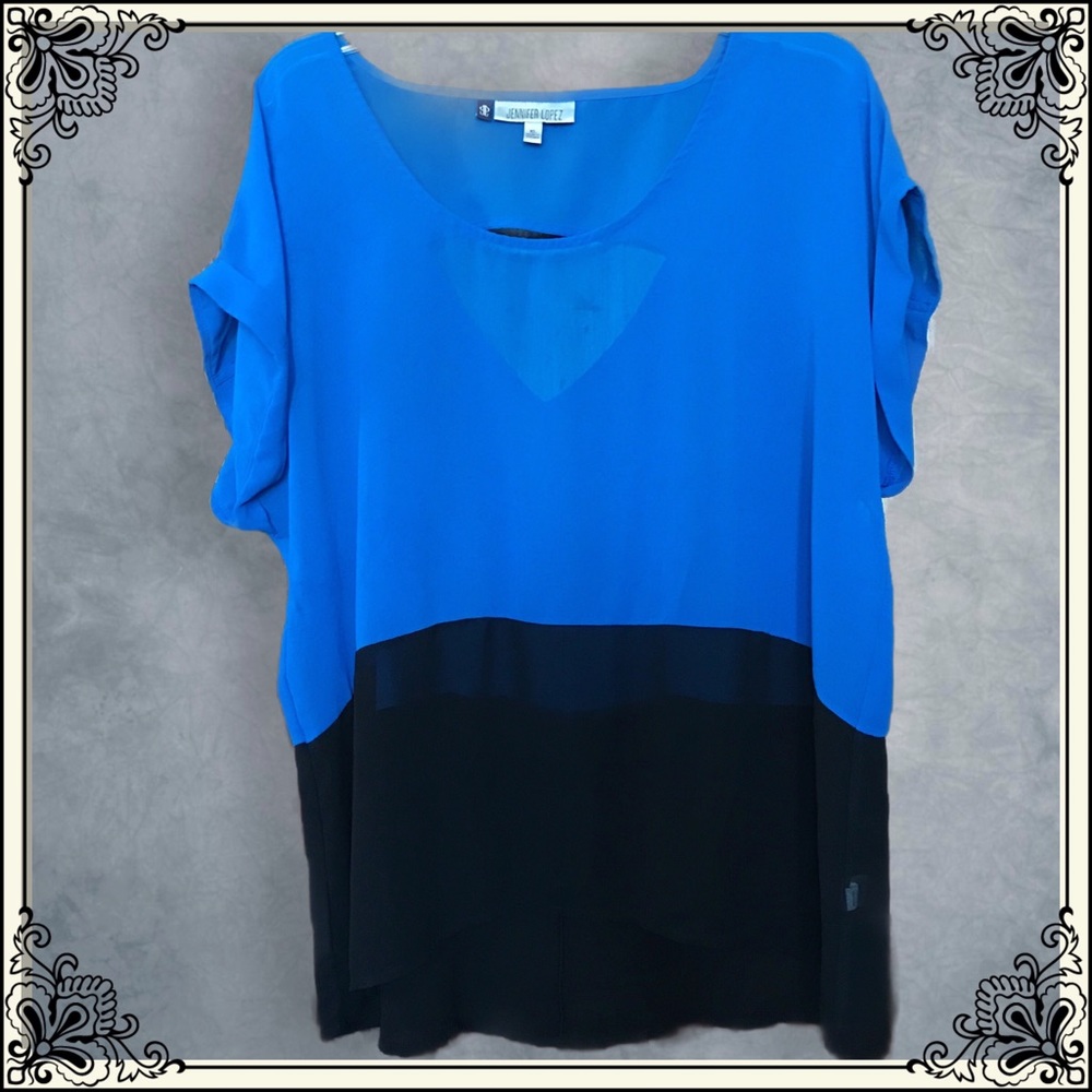 🎉 BIRTHDAY SALE 🎉 Black & Blue J-Lo Sheer Top 💋