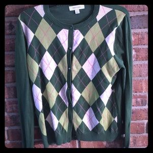Merona green argyle cardigan
