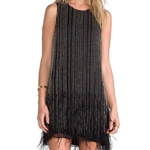 Parker beaded feather cocktail dress L