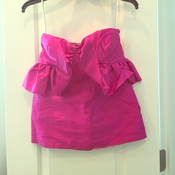 Strapless hot pink top