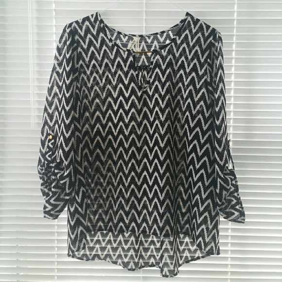 DONATED!! Live 4 TRUTH Zig Zag Semi Sheer Blouse