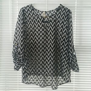 DONATED!! Live 4 TRUTH Zig Zag Semi Sheer Blouse