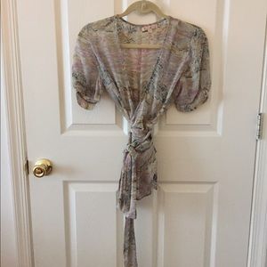 Fleur Wood sheer wrap shirt.