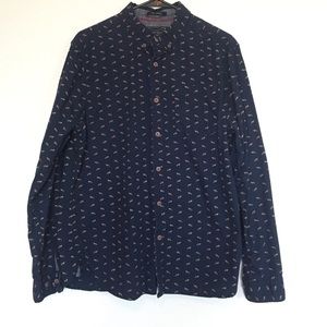 Men's slim large button down navy