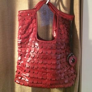 Galian red snakeskin print purse