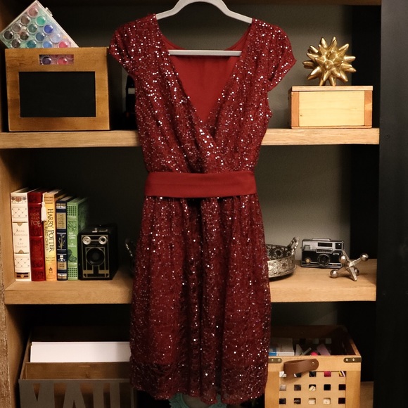 Knee Length Burgundy Dress
