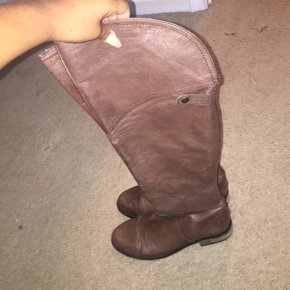 Brown leather boots