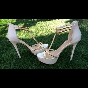 Gold and White 5" Heels