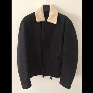 Wool Cashmere Blend Bomber With Contrast Collar