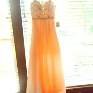 Blush sequined and pearl prom/wedding dress