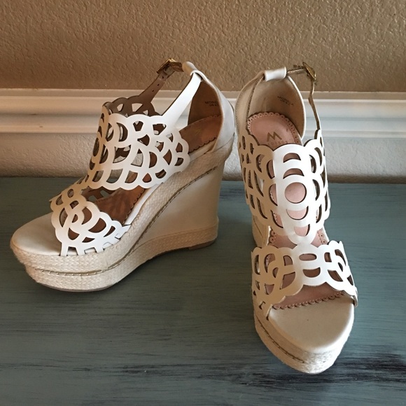White wedge heels