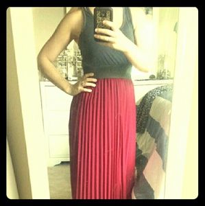 Full Length Sheer Pleated Maxi Dress Evening Gown