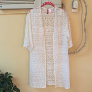 Sheer white tribal cardigan