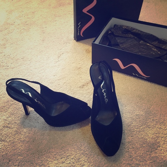 Nina velvet sling backs with open toe