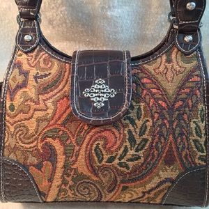 Tapestry Brown Handbag Like new 3 Exterior Pocket