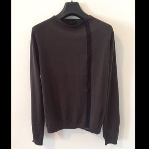 Wool sweater with sheer stripe