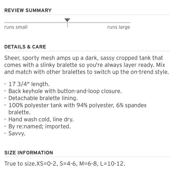 re:named Black Mesh Cropped Tank & Bralette S - Picture 3 of 4