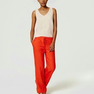 Ann Taylor LOFT linen drawstring trousers orange