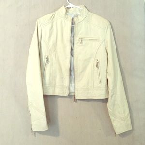 Cream Leather Jacket