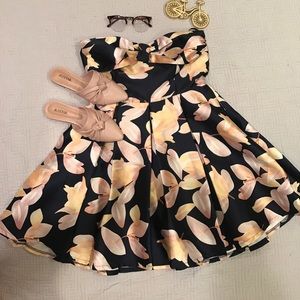 Dresses - BNWT Navy and Yellow Strapless Party Dress Dresses - BNWT Navy and Yellow Strapless Party Dress
