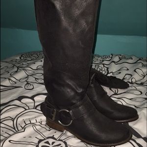 Black suede riding boots