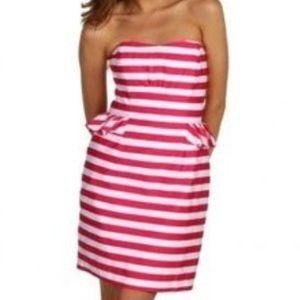 Lilly Pulitzer Pink & White Peplum Dress