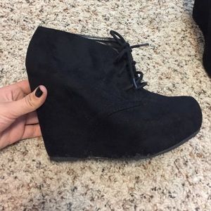 Black lace up booties
