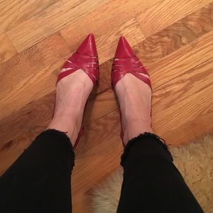 Nine West Red Cutout Slingback Kitten Heels